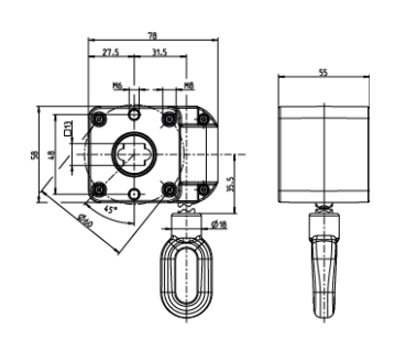 Preview: Getriebe für Sonnenstoren (Markisen) 55mm