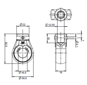 Preview: Kugelöse 12mm rund zu Sonnenstorengetriebe (inkl. Schwerspannstift)