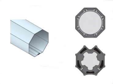 Adapter + Mitnehmer zu 8-Kantwelle 70mm