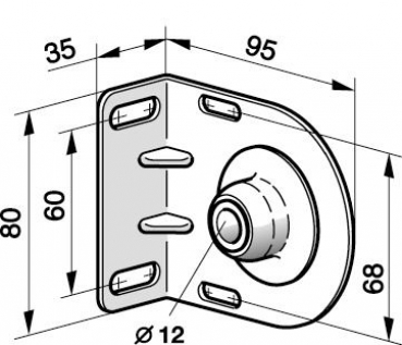 Flansch-Gegenlager mit Kalottenlager 12mm
