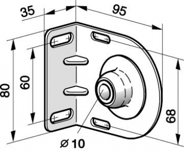 Flansch-Gegenlager mit Kalottenlager 10mm