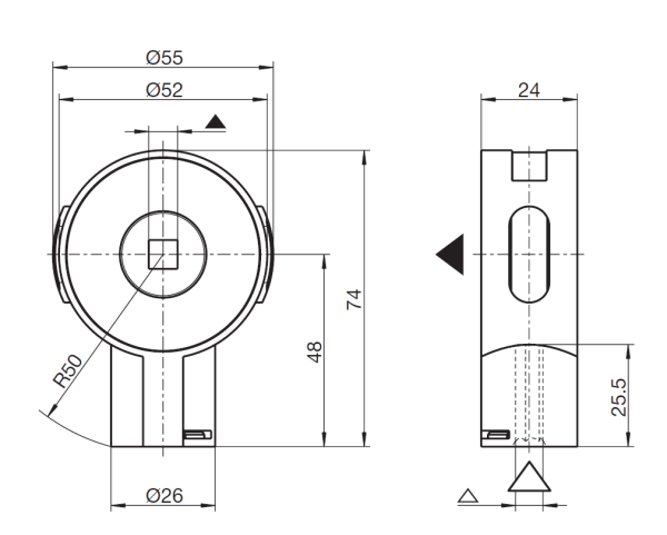 Kegelrad Getriebe 2,7:1 (6-Kant 6mm / 4-Kant 12mm)